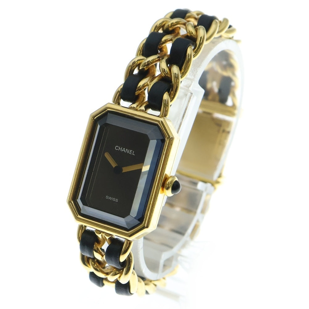 CHANEL(シャネル) プルミエールM 黒文字盤 GP×革/QZ H0001 腕時計 レディース