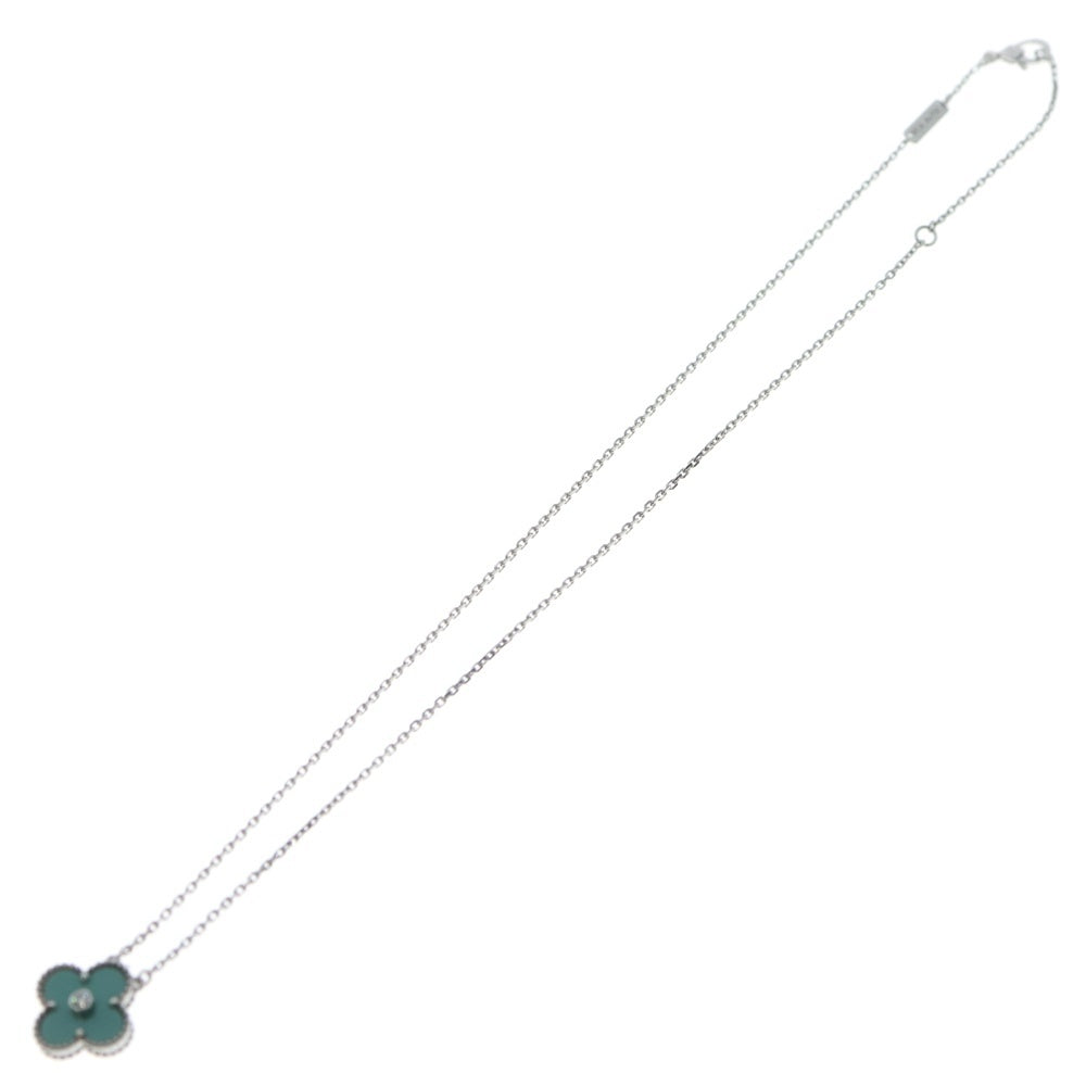 Van Cleef & Arpels(ヴァンクリーフアンドアーペル) ヴィンテージアルハンブラ グリーン セーブル 1PD ネックレス Au750 K18 WG ホワイトゴールド 2022年ホリデー レディース