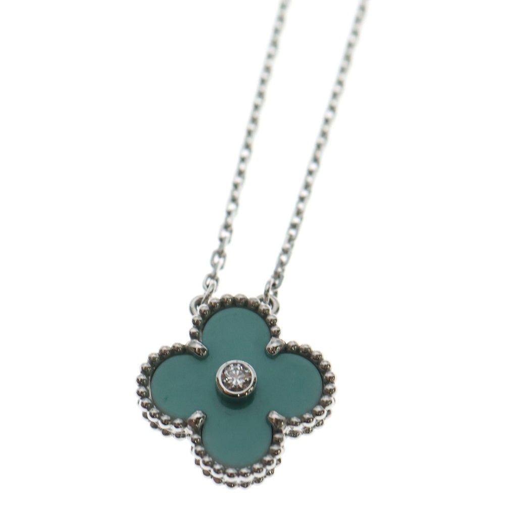 Van Cleef & Arpels(ヴァンクリーフアンドアーペル) ヴィンテージアルハンブラ グリーン セーブル 1PD ネックレス Au750 K18 WG ホワイトゴールド 2022年ホリデー レディース