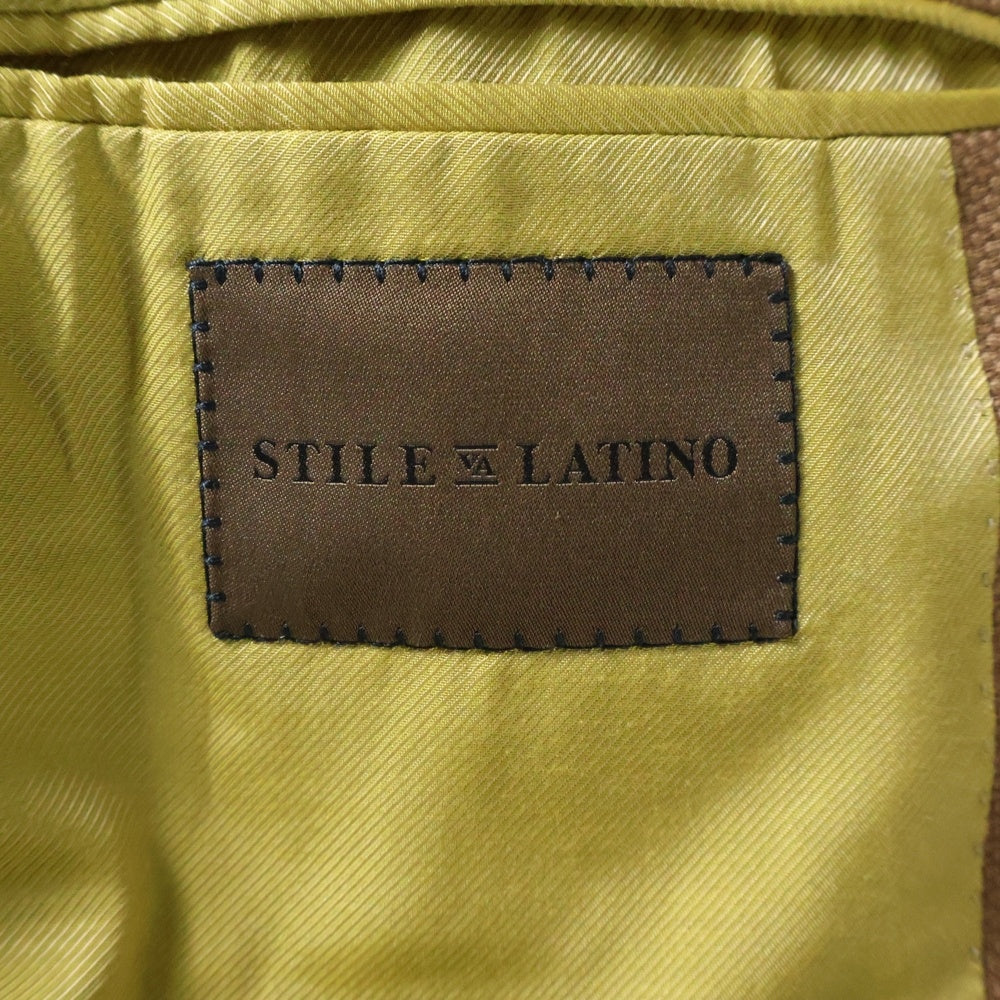 STILE LATINO(スティレラティーノ) コットン ダブルブレスト ピークドラペル テーラードジャケット ブラウン GULEO659
