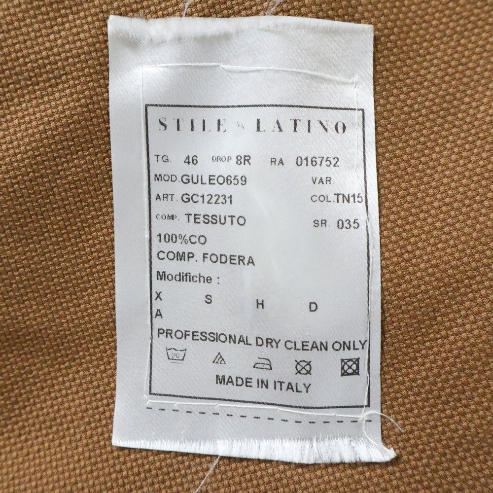 STILE LATINO(スティレラティーノ) コットン ダブルブレスト ピークドラペル テーラードジャケット ブラウン GULEO659
