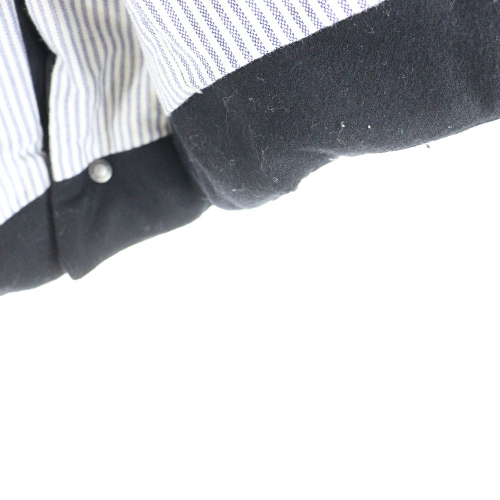 MONCLER(モンクレール) ワッペンロゴ ウール切り替え ファー フーデッド ジップアップ ダウンベスト ブラック 323914334310 10096