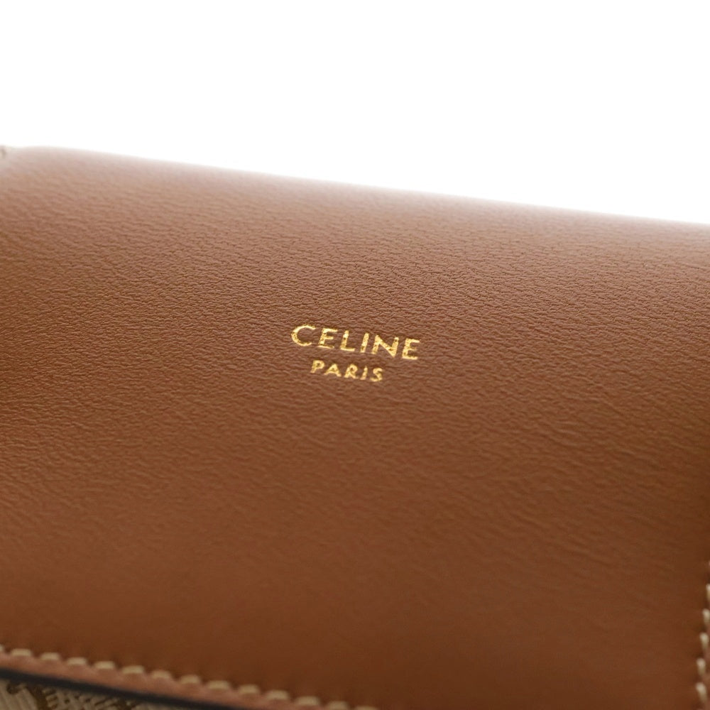 CELINE(セリーヌ) トリオンフ モバイルポーチ フォンケース ホワイト×ベージュ ショルダーポーチ レディース