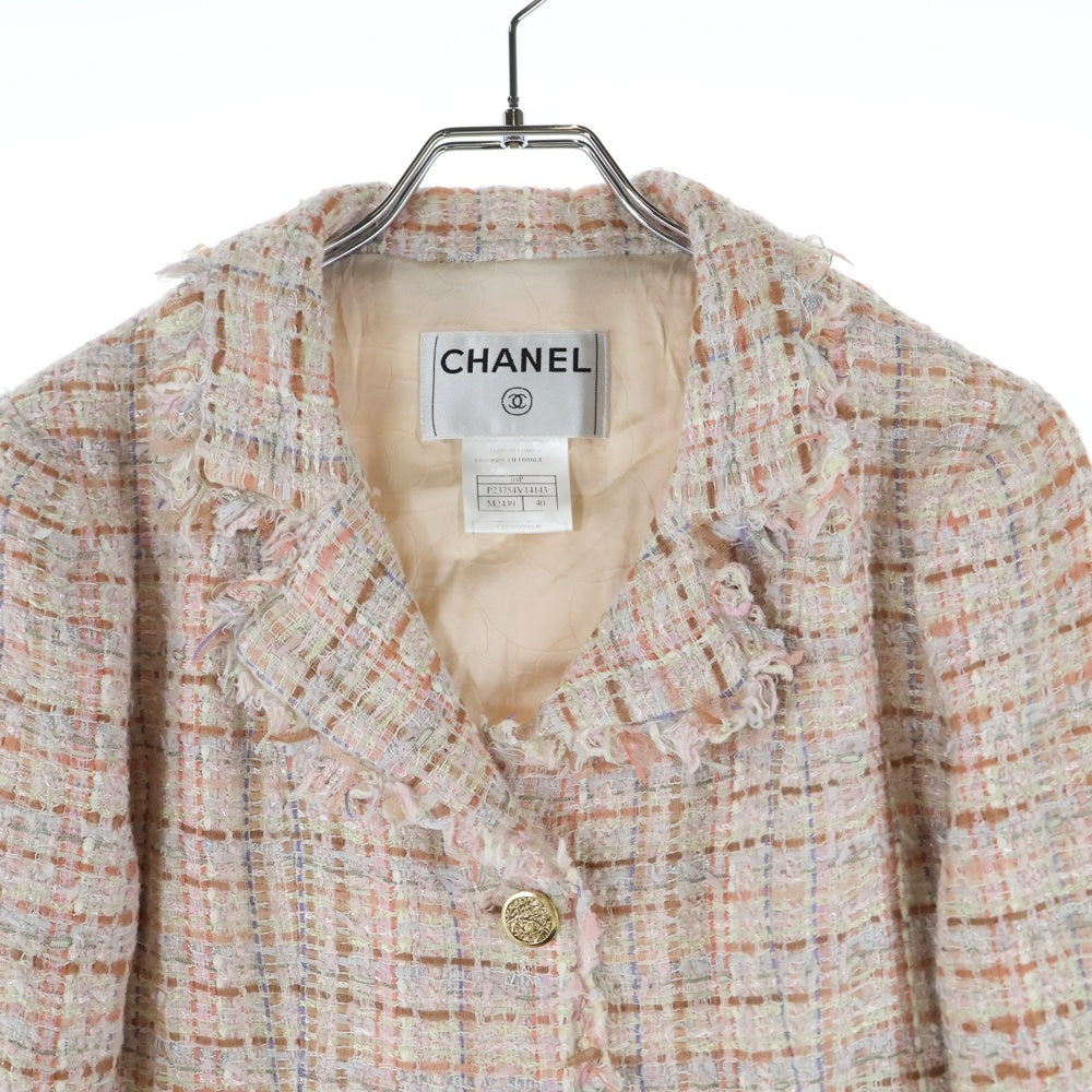 CHANEL(シャネル) 04P スプリングコレクション ココマークボタン ファンシーツイード 3B テーラードジャケット ピンク レディース P23754V14143