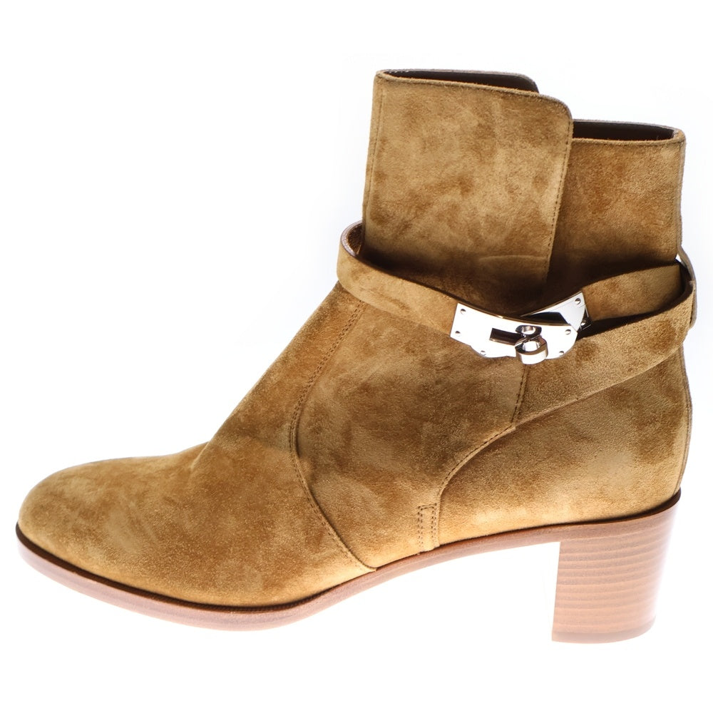 HERMES(エルメス) ケリーブーツ ネオ スエードレザー ヒール ハイカットシューズ ショートブーツ シルバー金具 ブラウン レディース