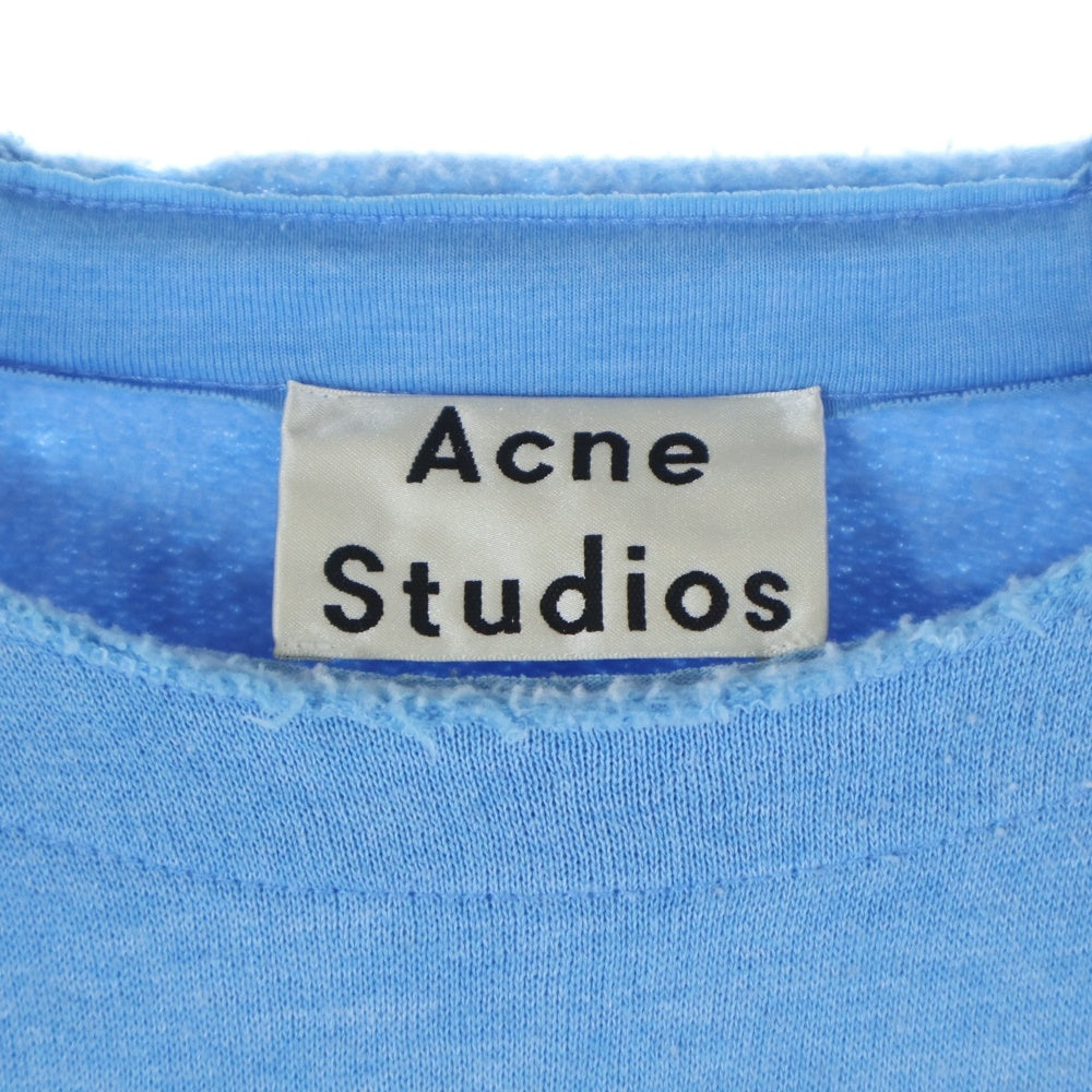 Acne Studios(アクネ ストゥディオズ) 19AW ビデオ ロゴ グラフィックプリント カットオフ クルーネック ラグランスリーブ プルオーバースウェット トレーナー ライトブルー FN-MN-SWEA000052