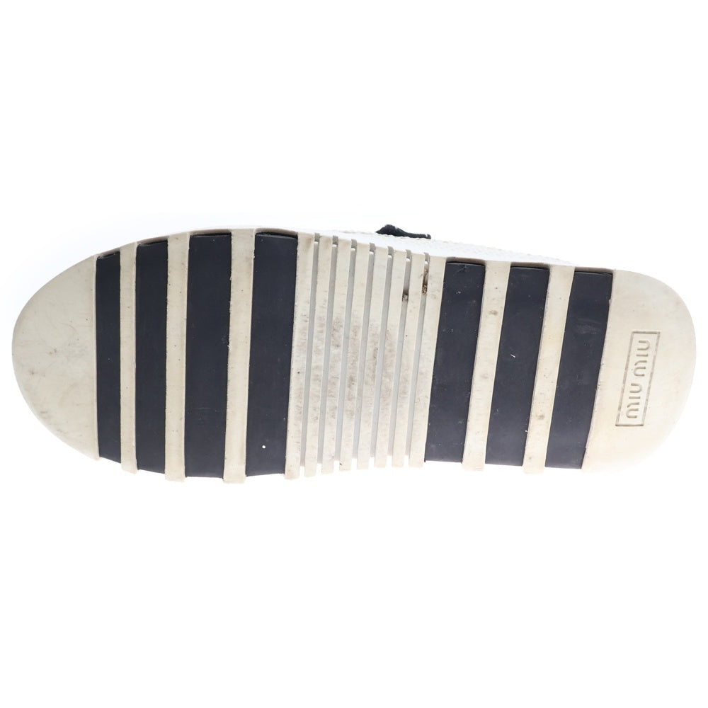 miumiu(ミュウミュウ) ロゴベルト ラメ グリッター レースアップ ローカットシューズ スニーカー シルバー/ブラック レディース