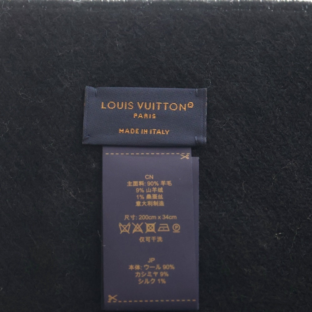 LOUIS VUITTON(ルイヴィトン) LV 3D モノグラム パターン カシミヤ ウール マフラー LVスキー M90816 ブラック×ホワイト レディース