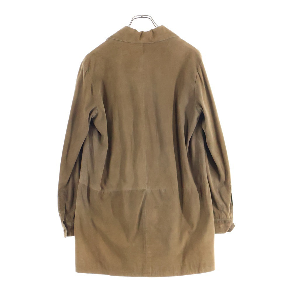 HERMES(エルメス) マルジェラ期 ラムスキン スエードレザー オープンカラー 長袖 シャツジャケット ブラウン レディース