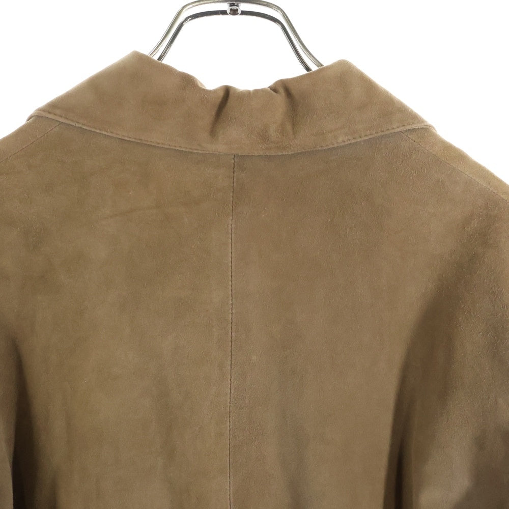 HERMES(エルメス) マルジェラ期 ラムスキン スエードレザー オープンカラー 長袖 シャツジャケット ブラウン レディース