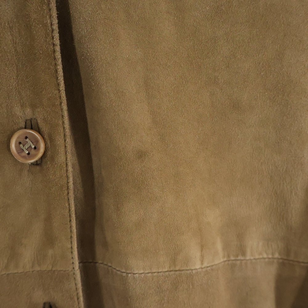 HERMES(エルメス) マルジェラ期 ラムスキン スエードレザー オープンカラー 長袖 シャツジャケット ブラウン レディース