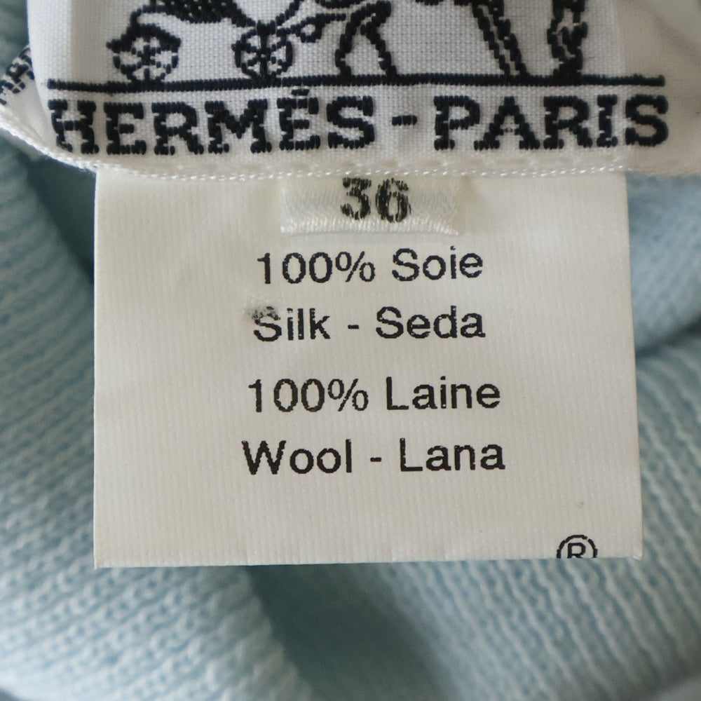 HERMES(エルメス) ツイルレーヌ PLUMES タートルネック ライトブルー 36 レディース