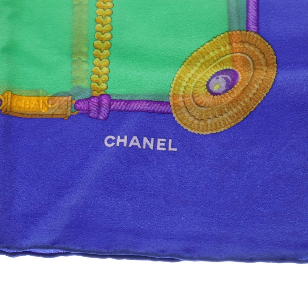 CHANEL(シャネル) チェーンモチーフ スカーフ ブルー×グリーン レディース
