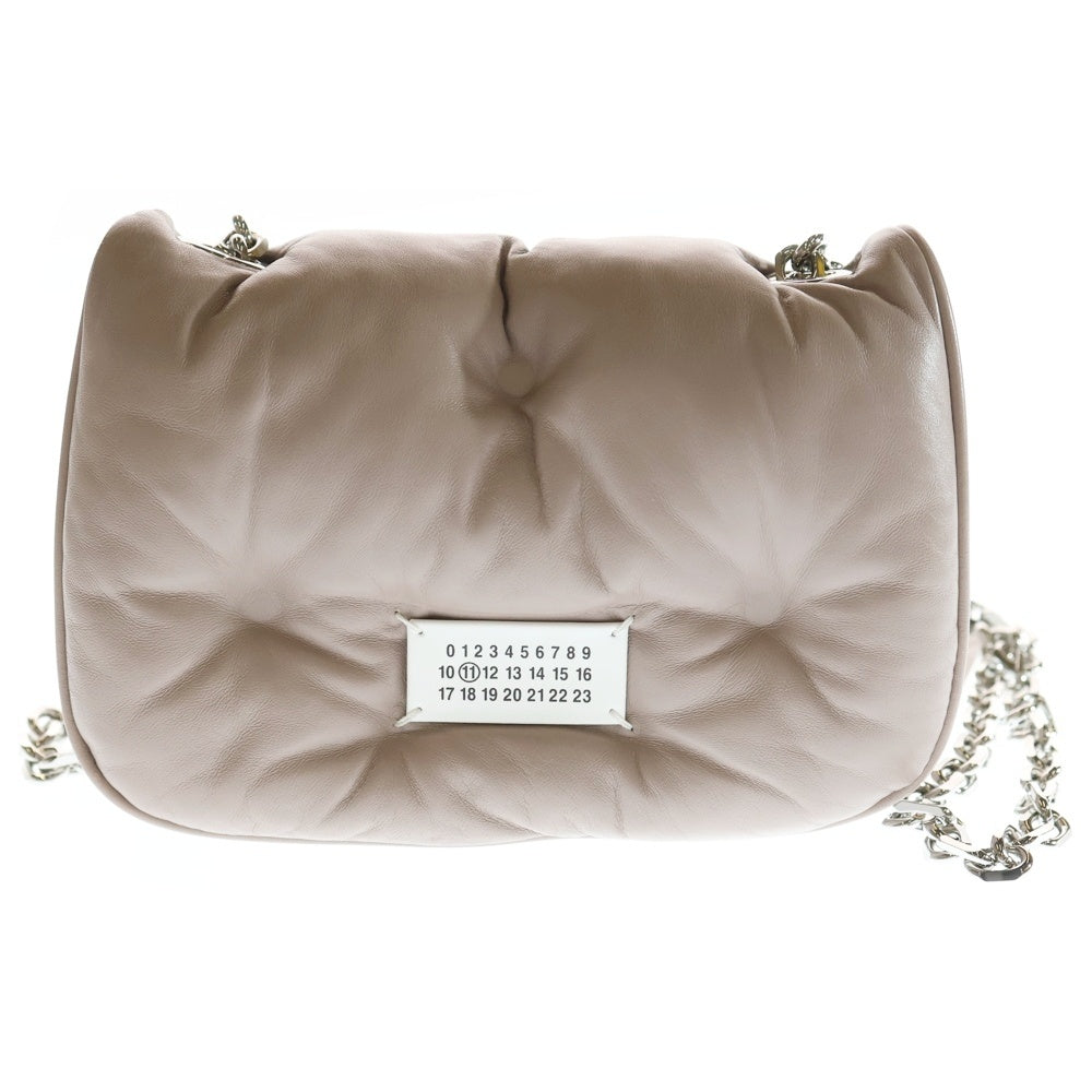 Maison Margiela(メゾンマルジェラ) グラムスラム チェーンショルダーバッグ ハンドバッグ ピンクベージュ レザー SB1WG0019 シルバー金具 レディース