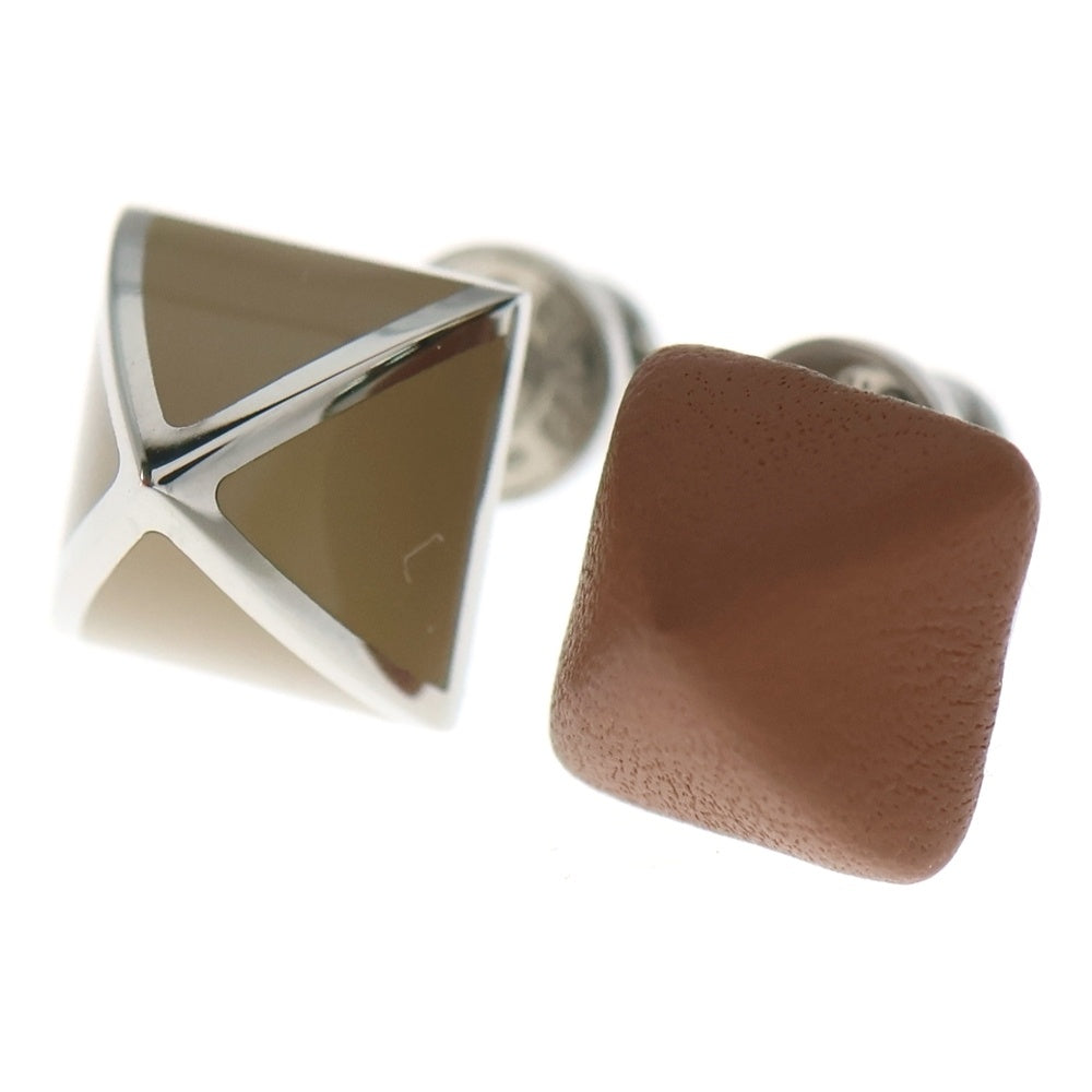 HERMES(エルメス) メドール・ガイネ PM ピアス ブラウン×ベージュ ステンレス×ヴォースイフト アクセサリー レディース