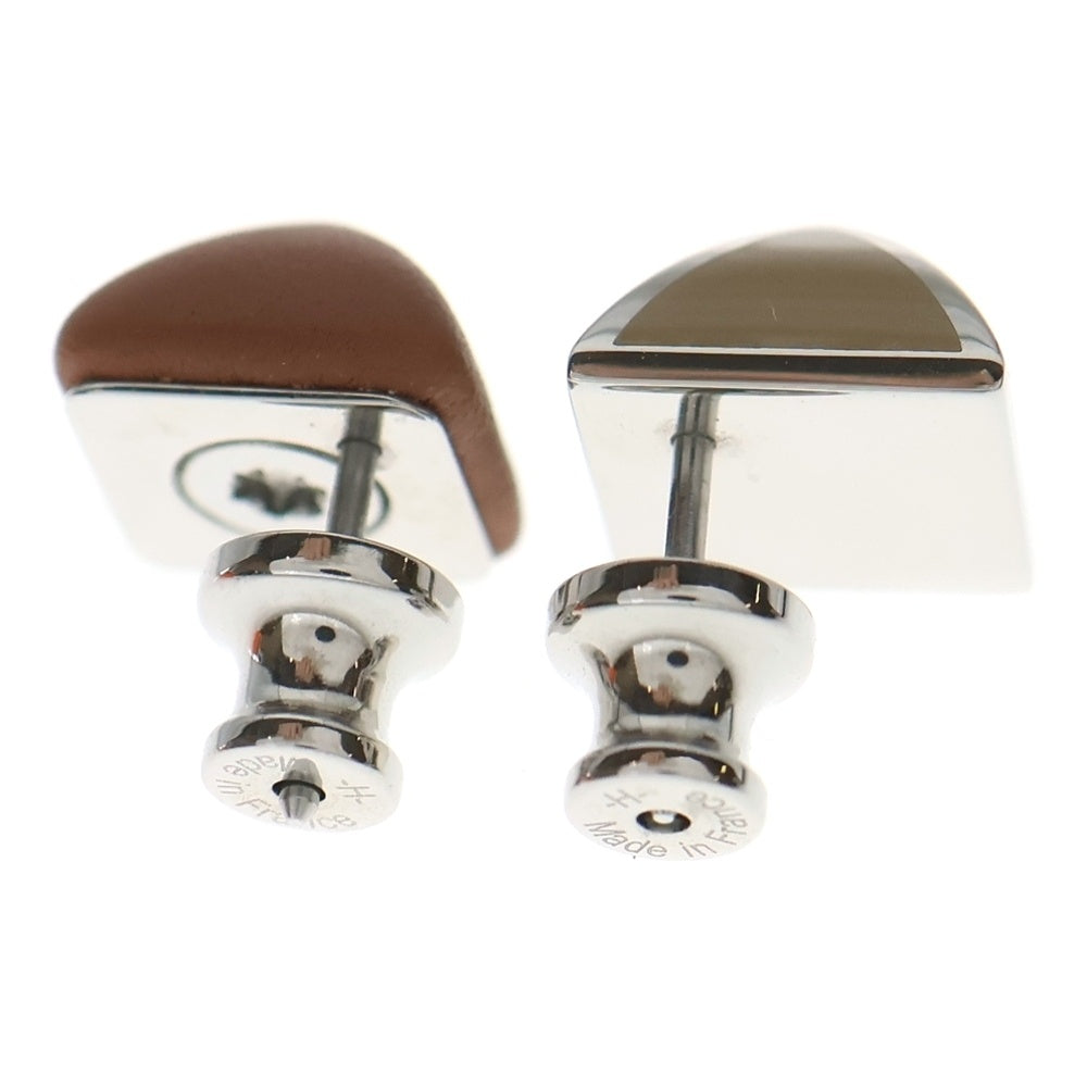 HERMES(エルメス) メドール・ガイネ PM ピアス ブラウン×ベージュ ステンレス×ヴォースイフト アクセサリー レディース