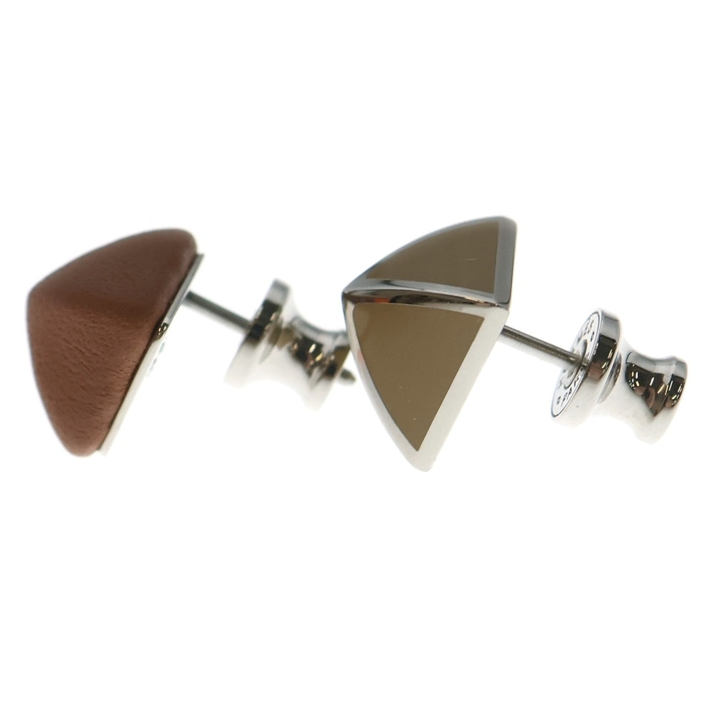 HERMES(エルメス) メドール・ガイネ PM ピアス ブラウン×ベージュ ステンレス×ヴォースイフト アクセサリー レディース