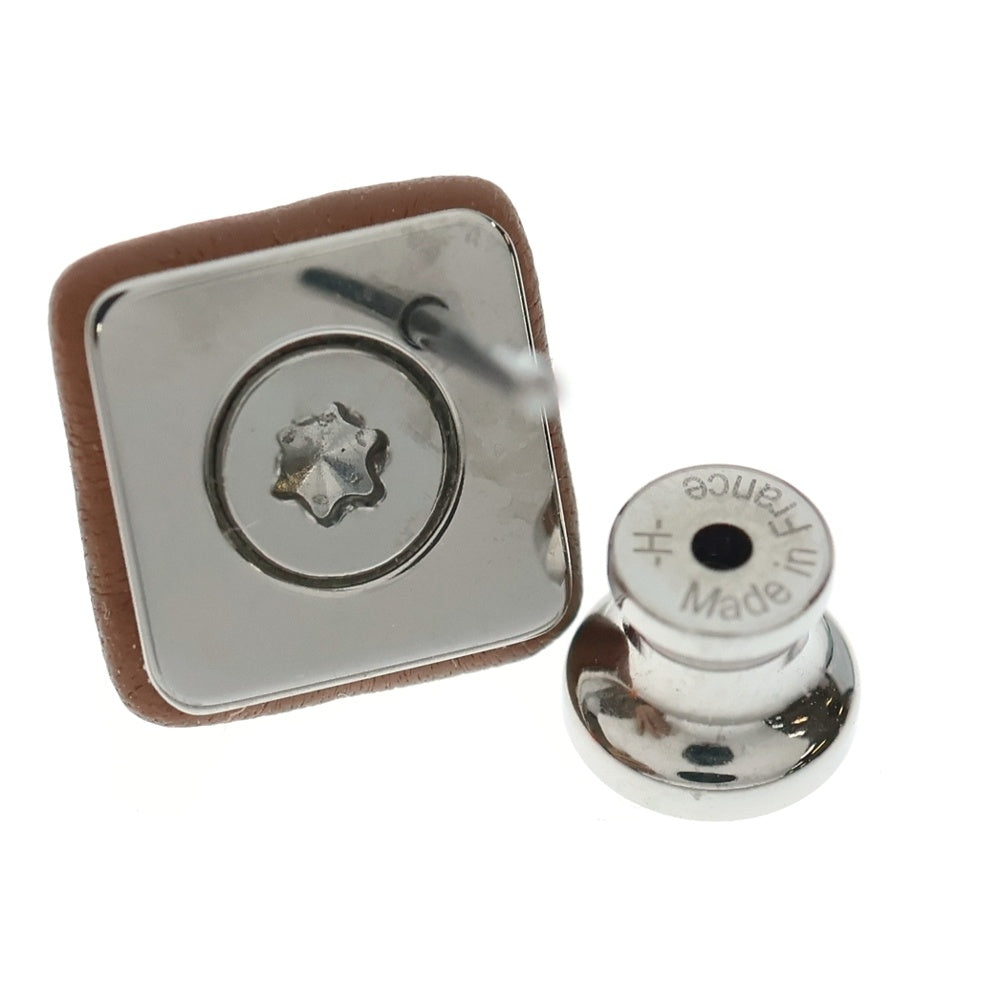 HERMES(エルメス) メドール・ガイネ PM ピアス ブラウン×ベージュ ステンレス×ヴォースイフト アクセサリー レディース