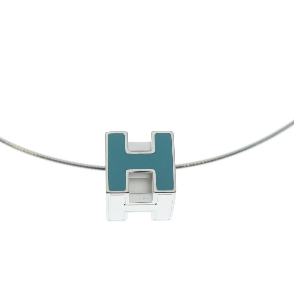 HERMES(エルメス) カージュドアッシュ Hキューブネックレス ペンダント ブルー シルバー金具 レディース