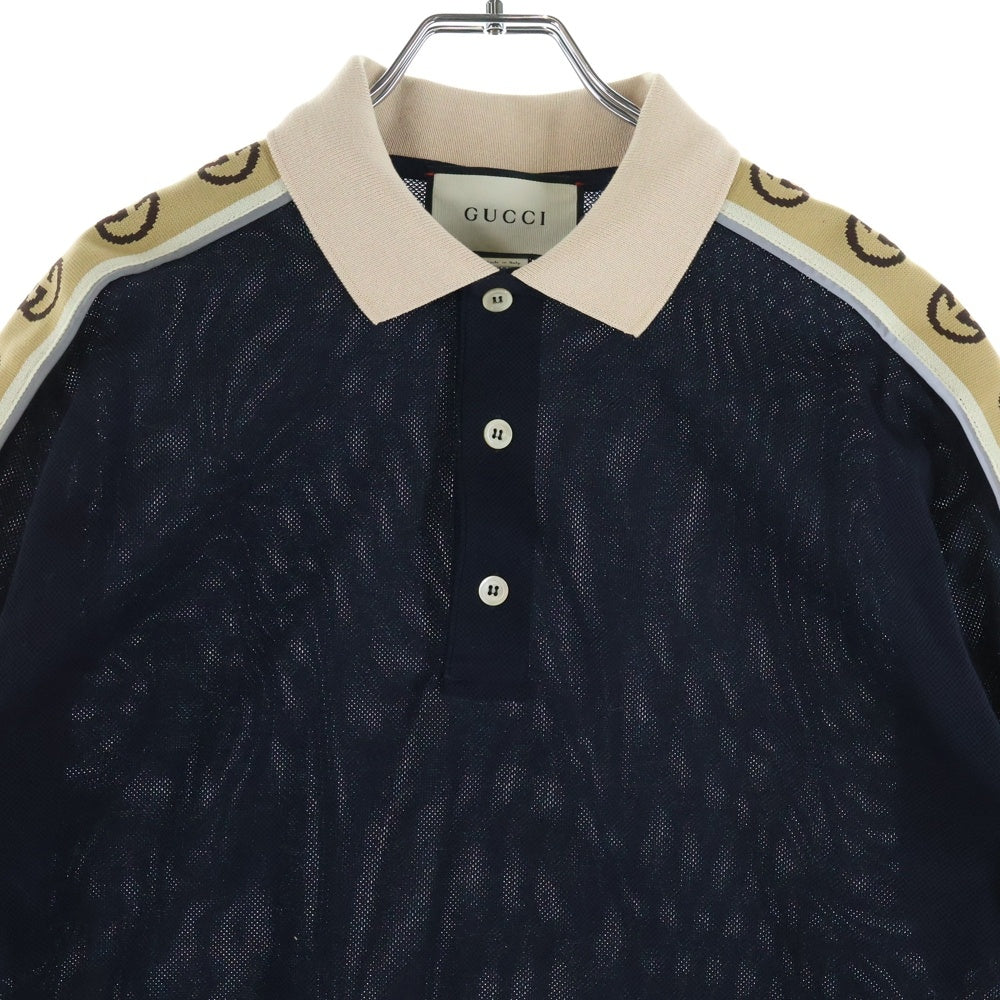 GUCCI(グッチ) 21AW インターロッキングG ストライプ 半袖ポロ シャツ