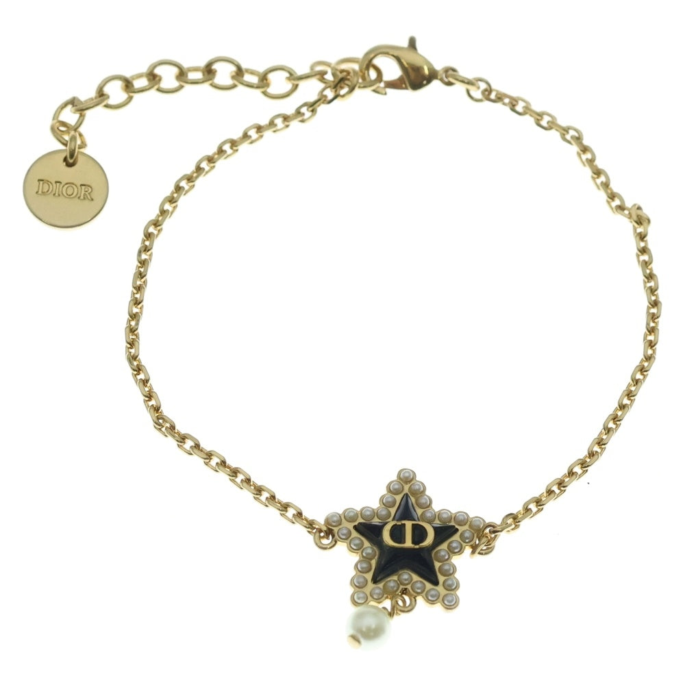 Christian Dior(クリスチャンディオール) プチ CD ラッキーバロック スター ブレスレット パール ゴールド×ブラック B2666WOMVE