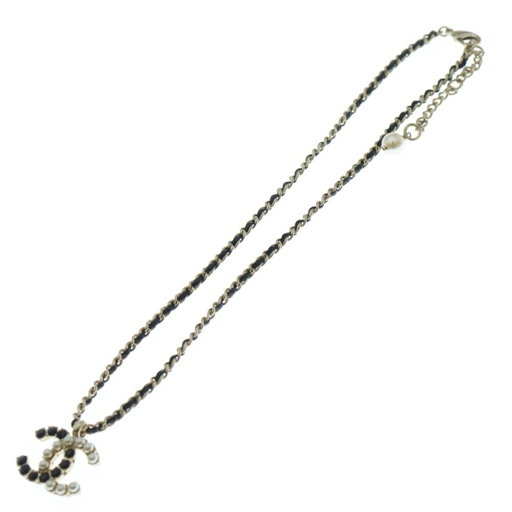 CHANEL(シャネル) ココマーク フェイクパール チェーンネックレス ペンダント チェーン ゴールド×ブラック レディース