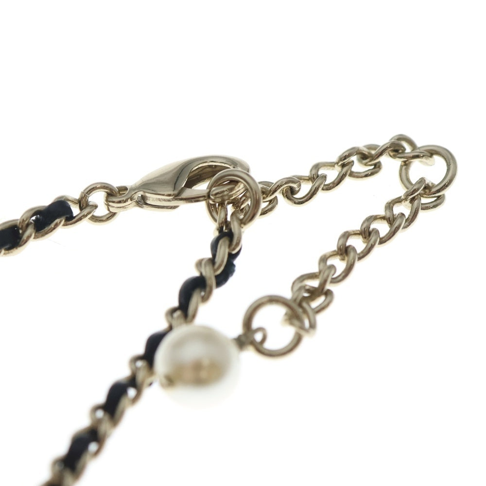CHANEL(シャネル) ココマーク フェイクパール チェーンネックレス ペンダント チェーン ゴールド×ブラック レディース