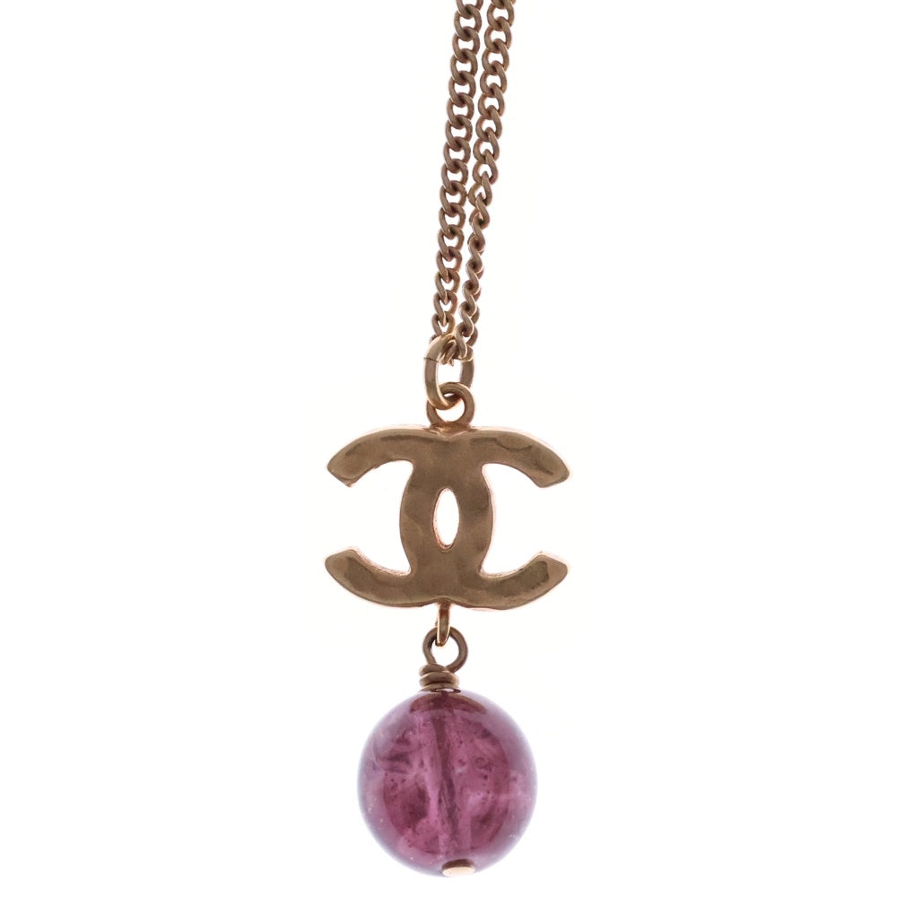 CHANEL(シャネル) ココマーク スイング ボール ネックレス ペンダント チェーン ゴールド×パープル GP