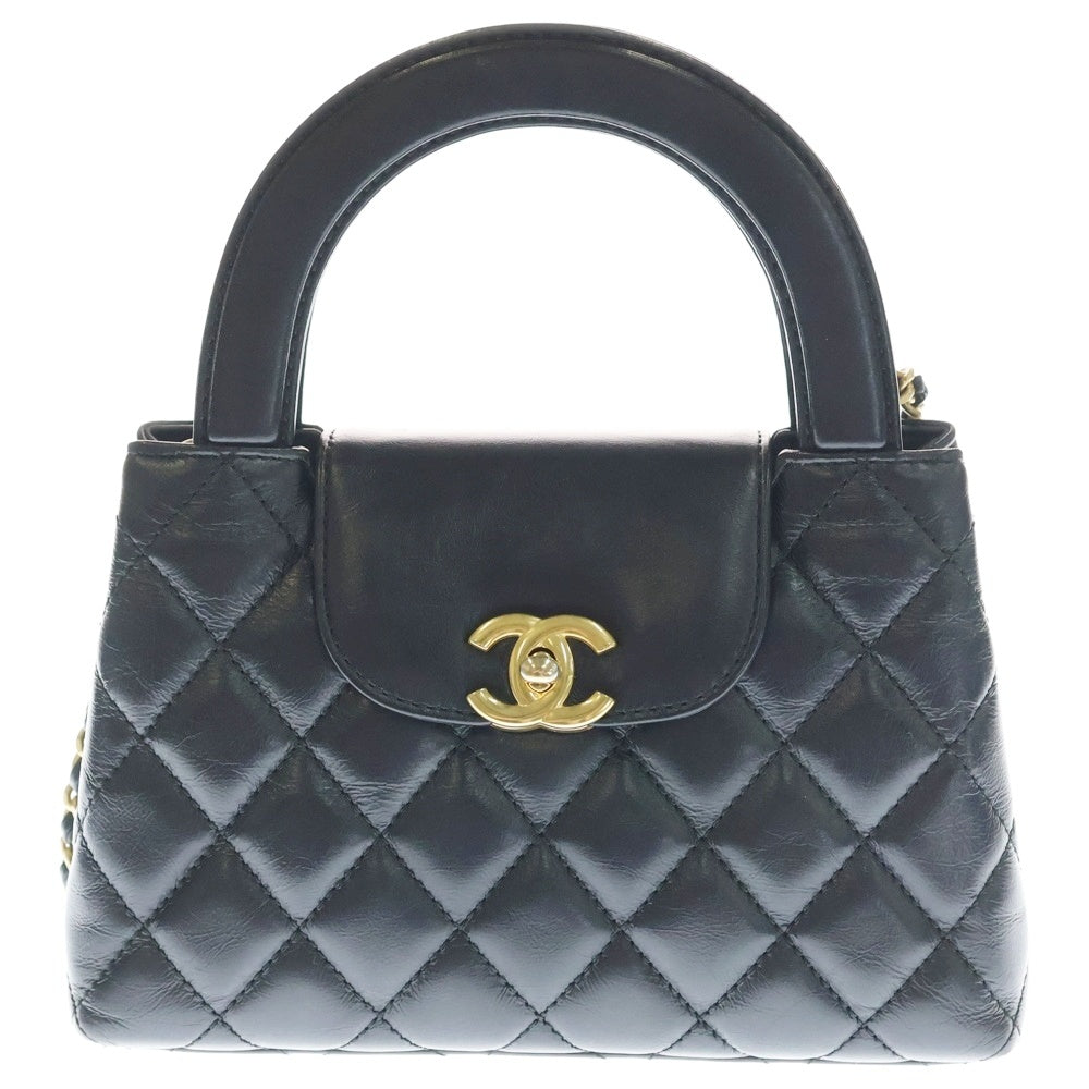 CHANEL(シャネル) マトラッセ ミニショッピングバッグ ハンドバッグ ブラック ラムスキン ゴールド金具 AS4416 レディース