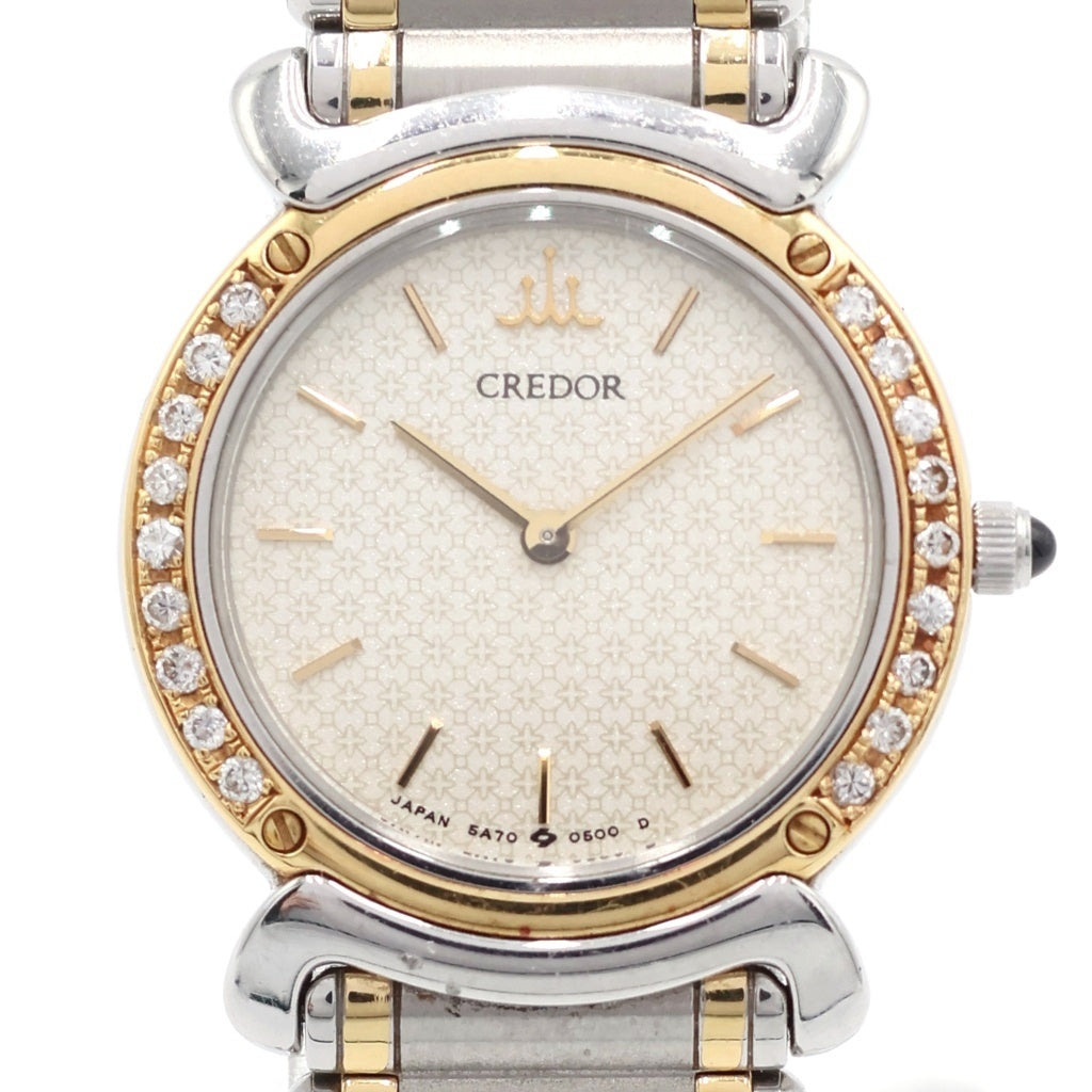 CREDOR(クレドール) リネアクルバ アイボリー文字盤 SS×18KT/QZ ステンレス クォーツ 電池式 腕時計 5A70-0500 レディース