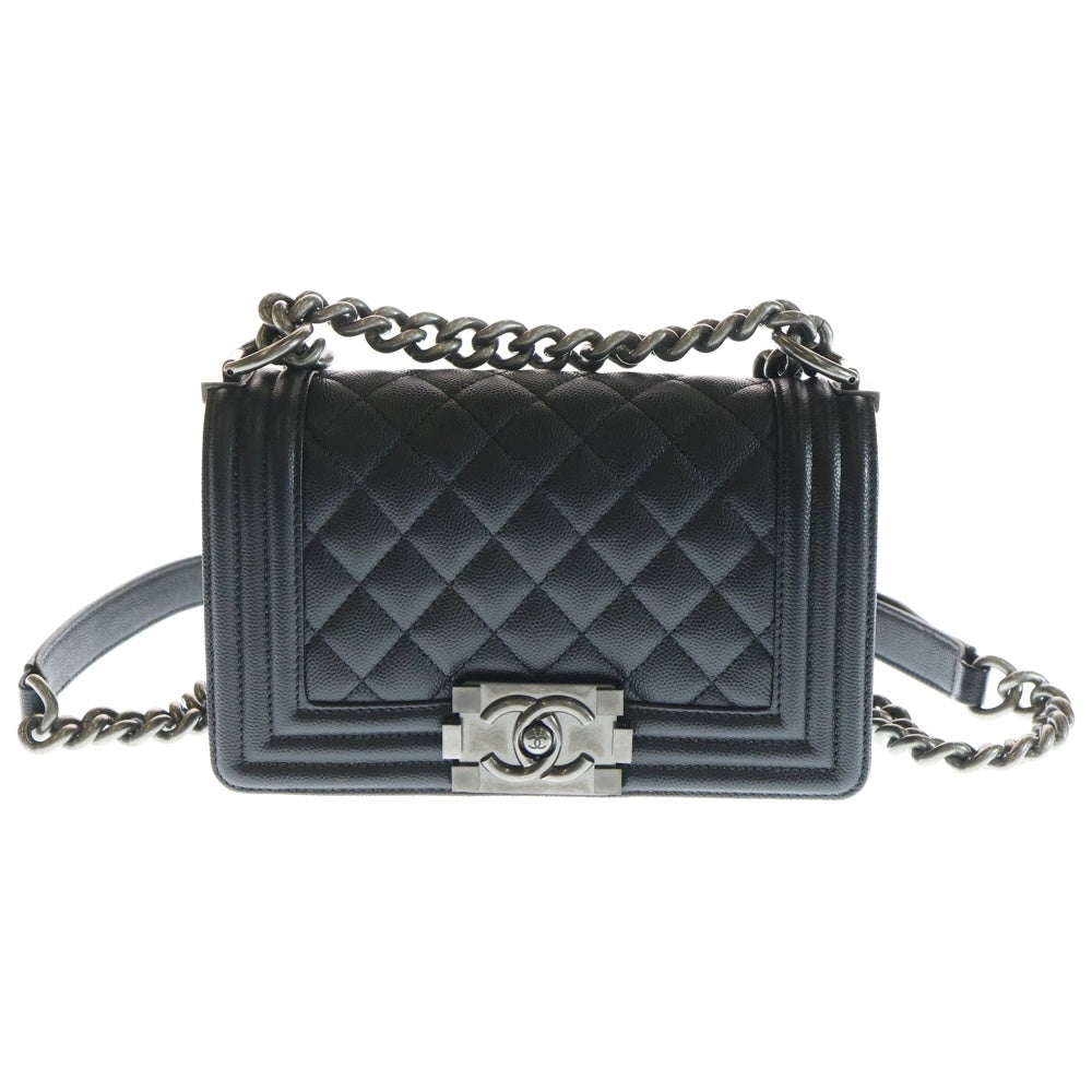 CHANEL(シャネル) ボーイシャネル 20 ブラック キャビアスキン ショルダーバッグ ガンメタリック A67085 レディース