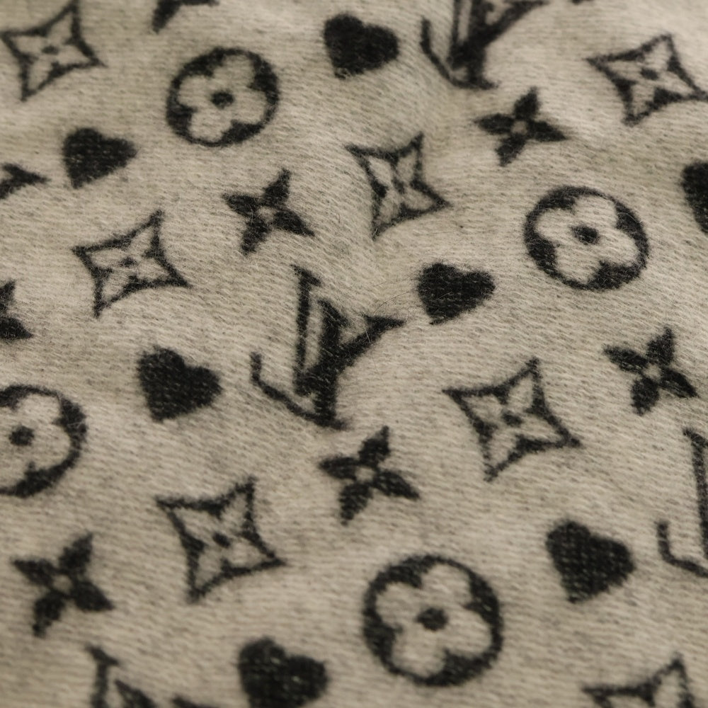 LOUIS VUITTON(ルイヴィトン) エシャルプゲームオン フリンジマフラー ブラック×ホワイト カシミア MP2907 レディース