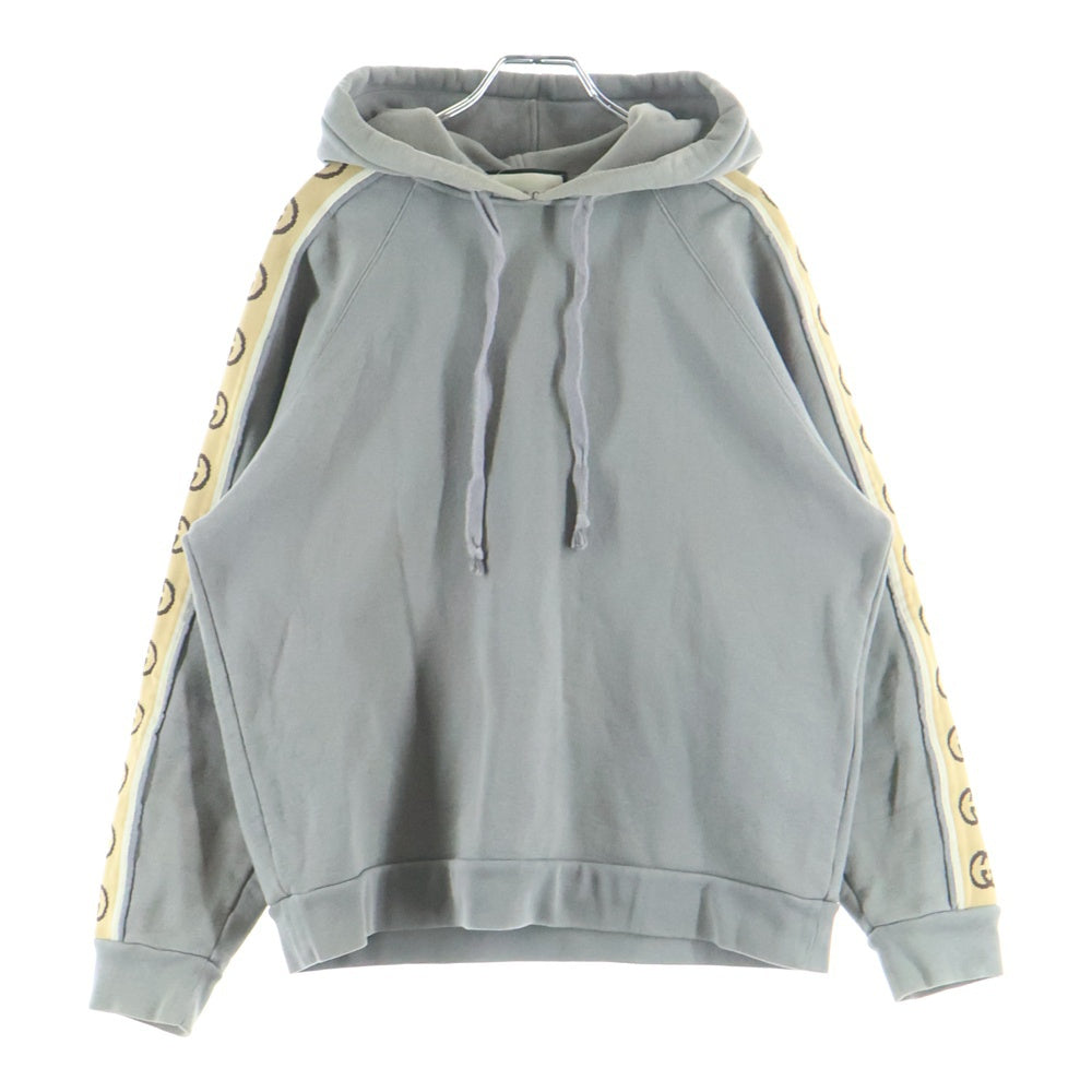 GUCCI(グッチ) 21AW コットンジャージー フーデッドスウェットシャツ サイドロゴパーカー グレー 596230 XJBUW