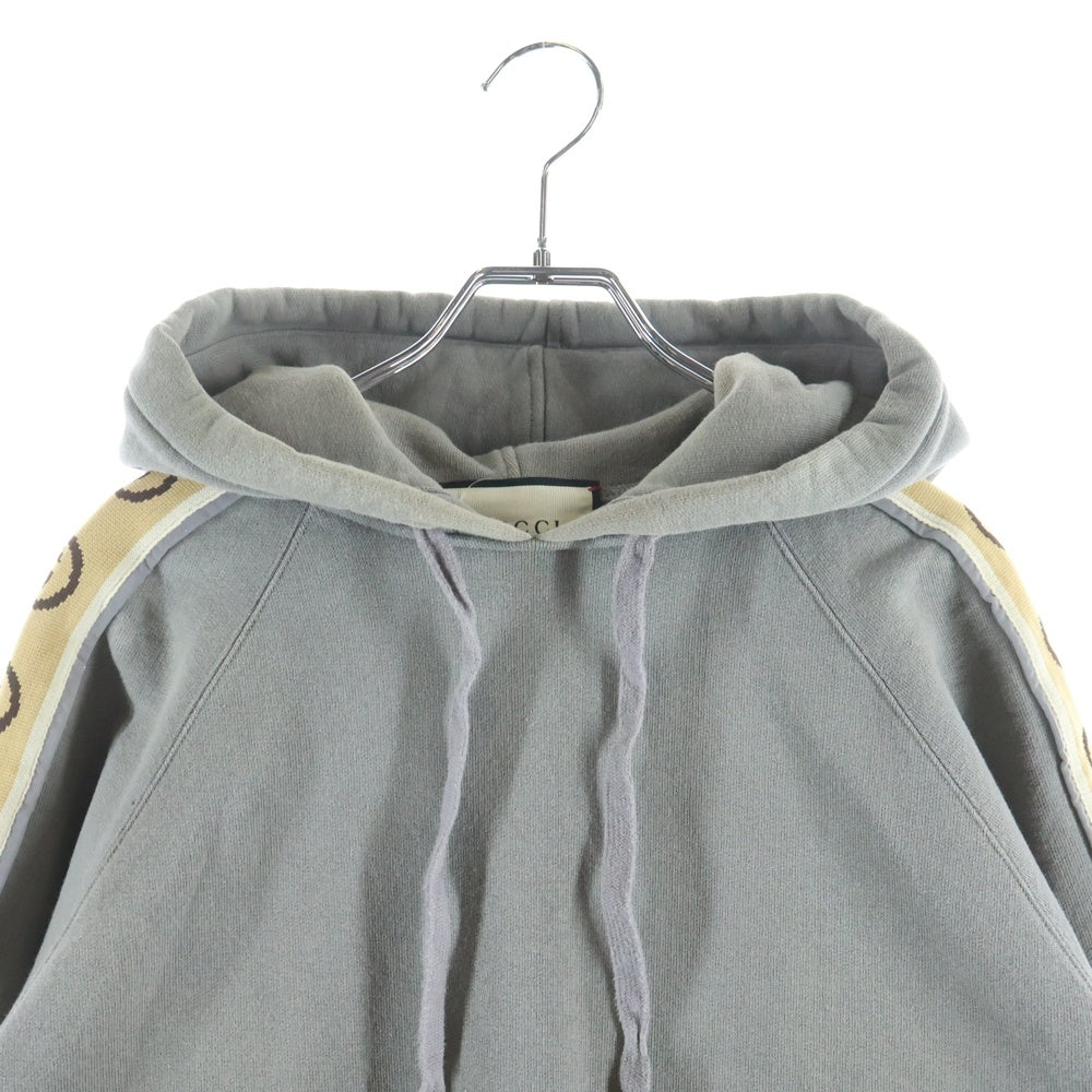 GUCCI(グッチ) 21AW コットンジャージー フーデッドスウェットシャツ サイドロゴパーカー グレー 596230 XJBUW