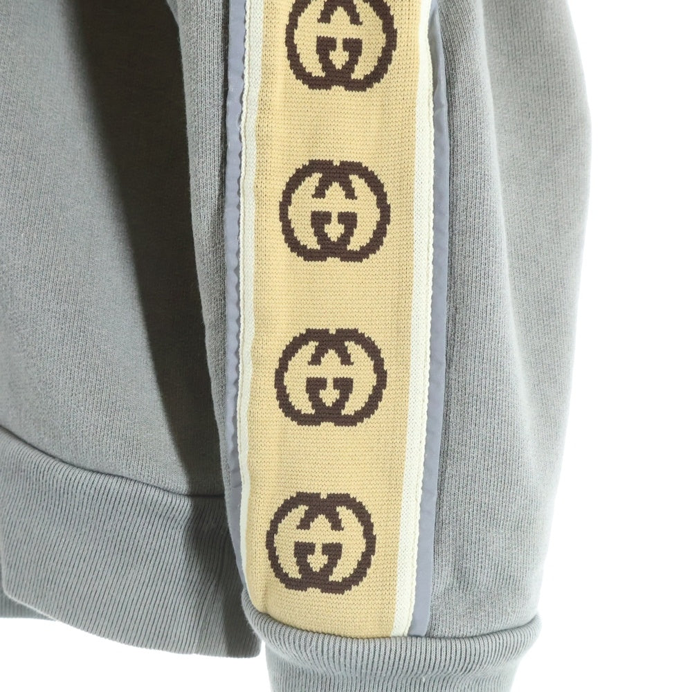 GUCCI(グッチ) 21AW コットンジャージー フーデッドスウェットシャツ サイドロゴパーカー グレー 596230 XJBUW