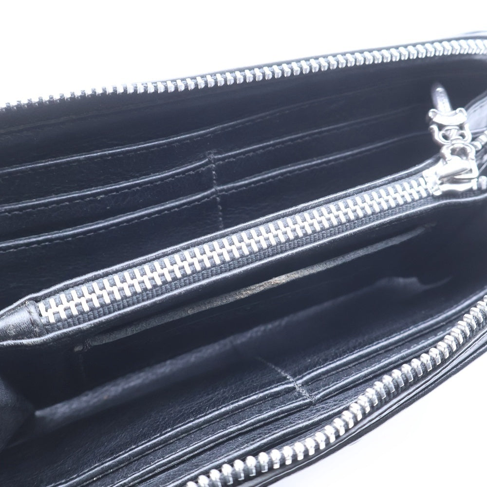 CHROME HEARTS(クロムハーツ) REC F ZIP 3セメタリー クロスパッチ ラウンドファスナーウォレット 長財布 ブラック BCA368