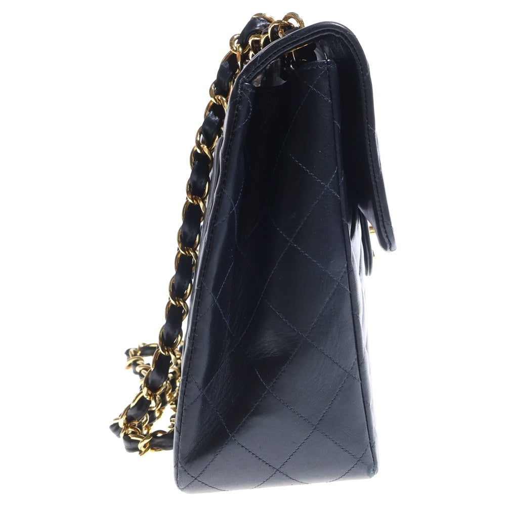 CHANEL(シャネル) デカマトラッセ34 Sフラップ ラムスキン チェーンショルダーバッグ ゴールド金具 ブラック レディース