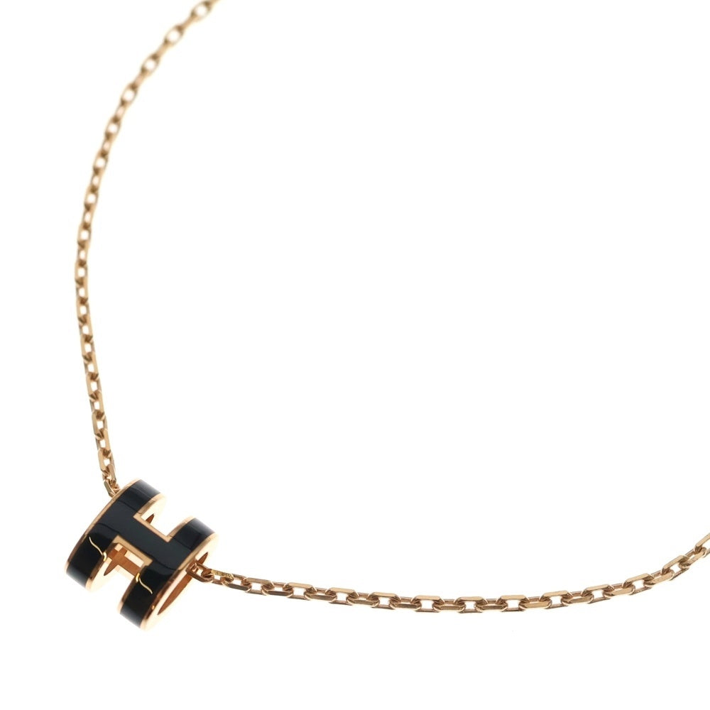 HERMES(エルメス) ミニポップH ネックレス ピンクゴールド×ブラック GP ペンダント レディース