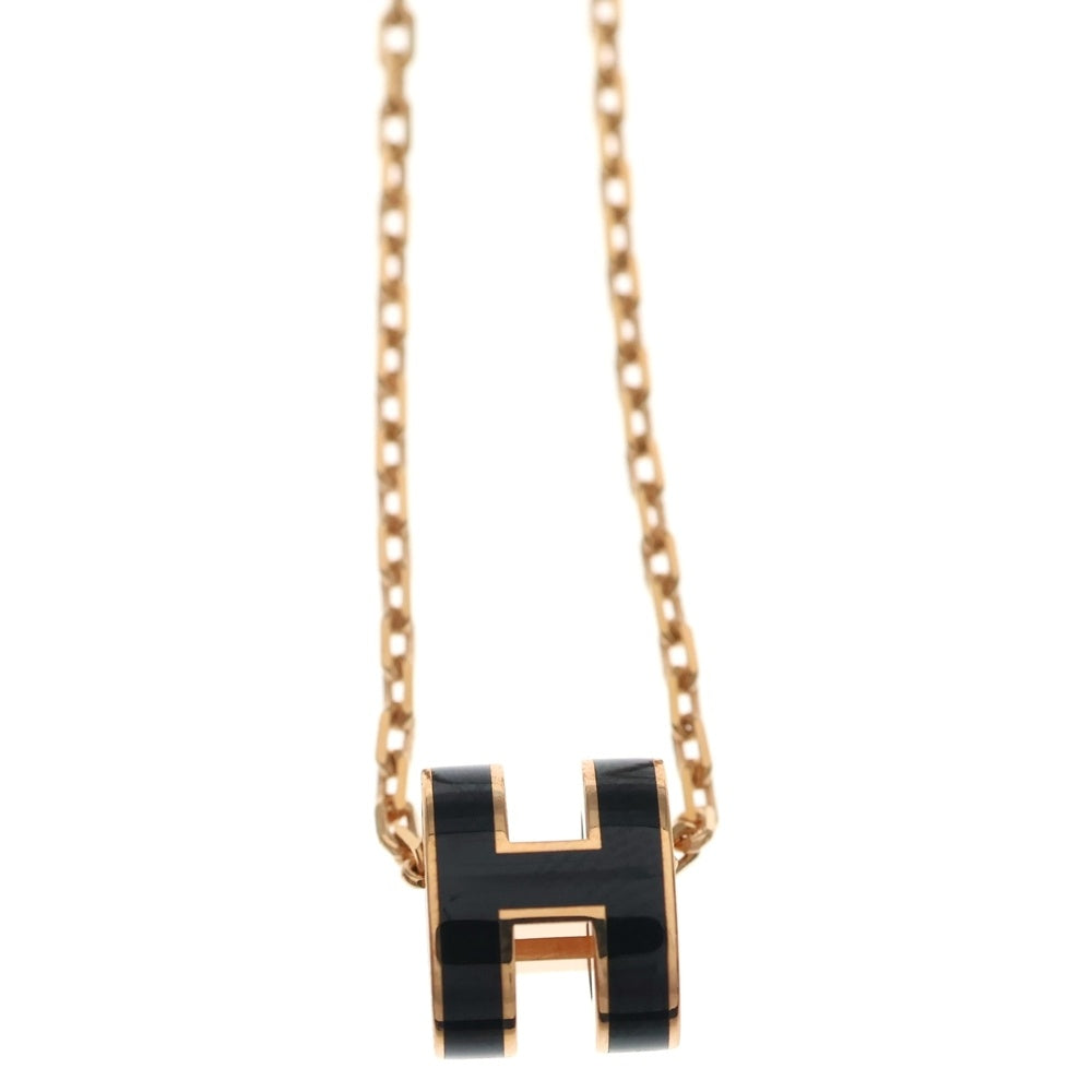HERMES(エルメス) ミニポップH ネックレス ピンクゴールド×ブラック GP ペンダント レディース