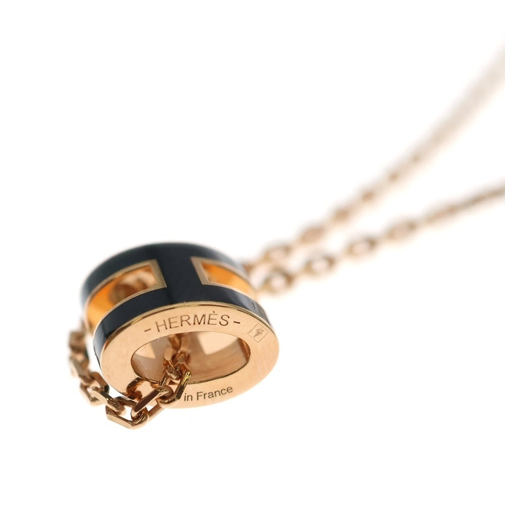 HERMES(エルメス) ミニポップH ネックレス ピンクゴールド×ブラック GP ペンダント レディース