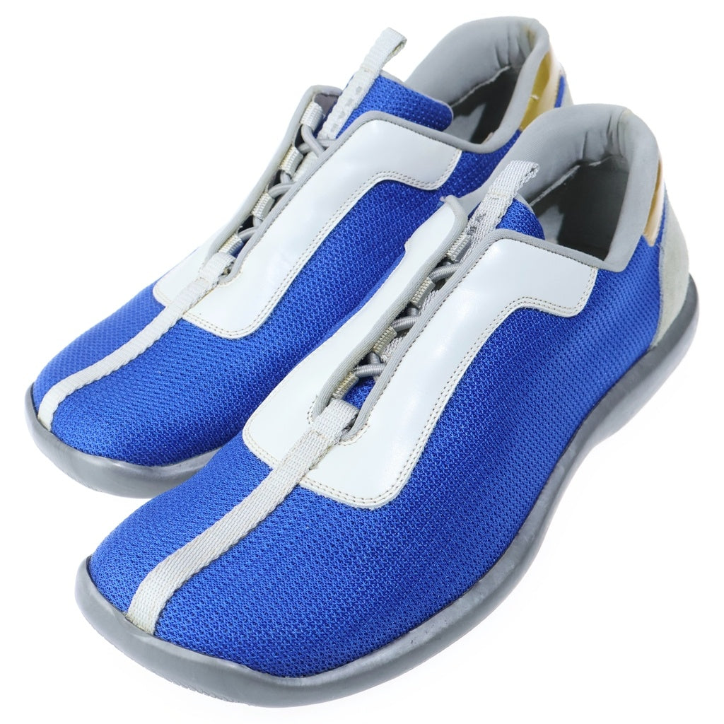 PRADA SPORT(プラダ スポーツ) メッシュ レザー ドローストリング ローカットシューズ スニーカー ブルー/グレー PS1631