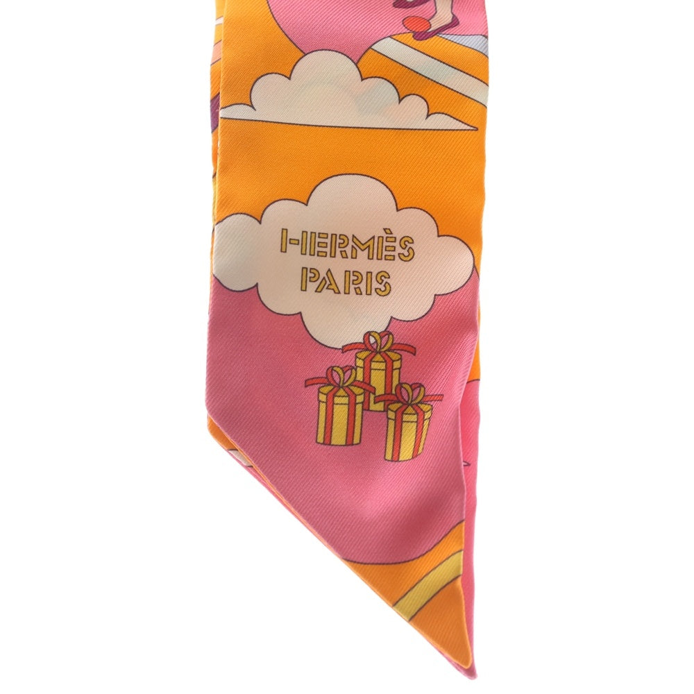 HERMES(エルメス) ツイリー カレ・ヴォラン 空飛ぶカレ シルクスカーフ オレンジ レディース