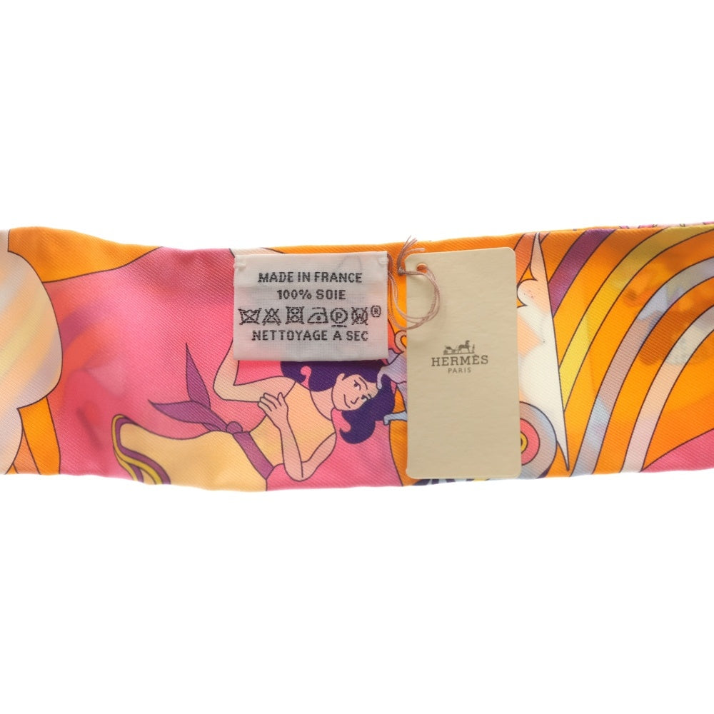 HERMES(エルメス) ツイリー カレ・ヴォラン 空飛ぶカレ シルクスカーフ オレンジ レディース