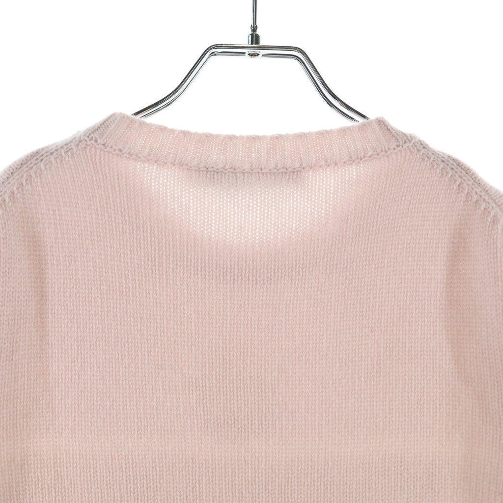 Christian Dior(クリスチャンディオール) ロゴジャガード カシミヤ クルーネック プルオーバー 半袖ニット セーター ピンク レディース 344S98AM003