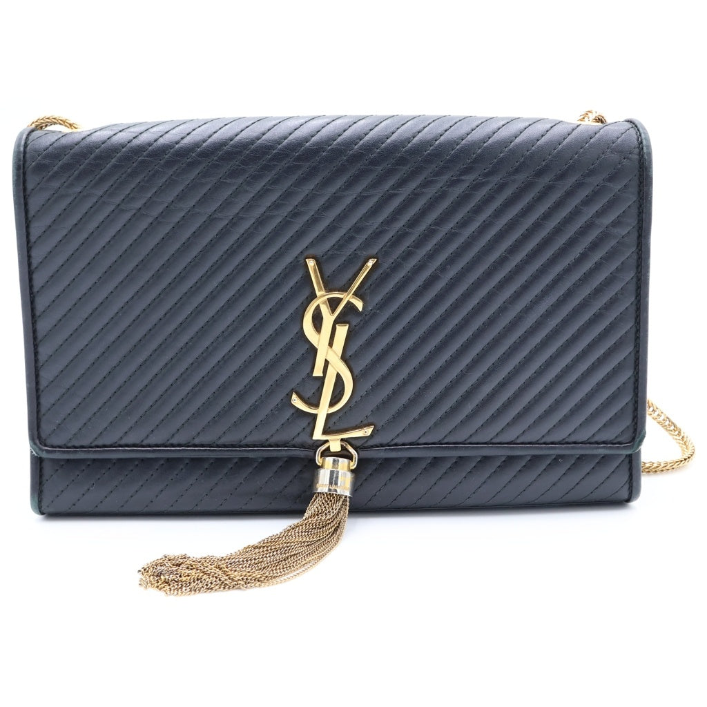 SAINT LAURENT PARIS(サンローランパリ) ケイト ショルダーバッグ チェーンバッグ ブラック レザー 332640 ゴールド金具 レディース