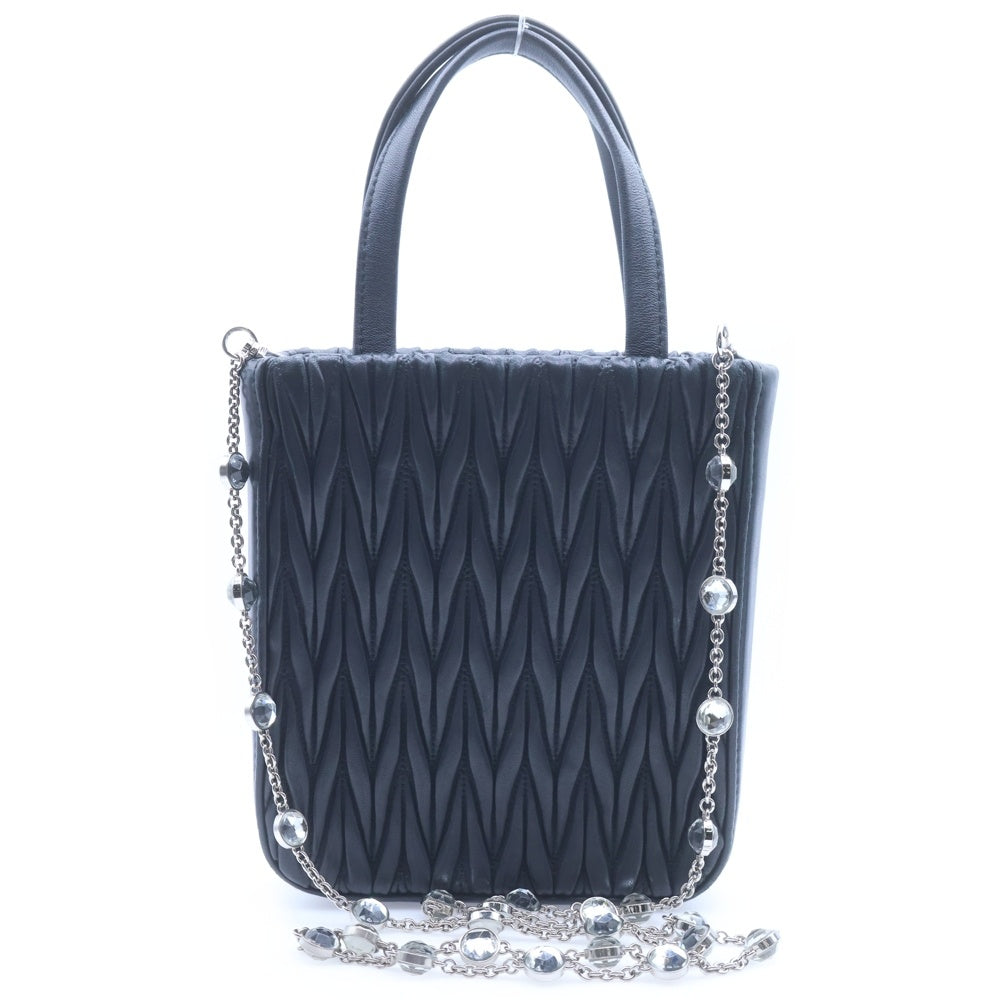 miumiu(ミュウミュウ) マテラッセ 2WAYバッグ ショルダーバッグ チェーンバッグ ミニバッグ ブラック レザー 5BA220 シルバー金具 レディース