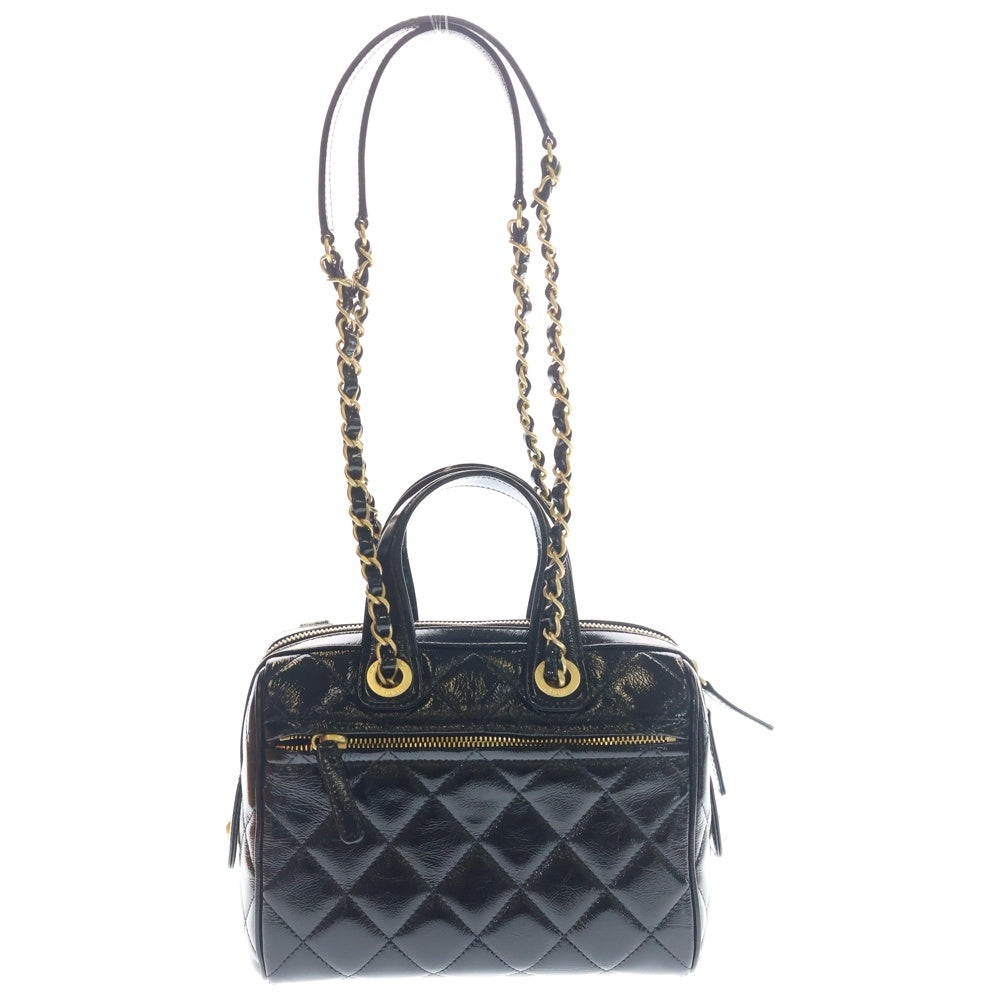 CHANEL(シャネル) 25AW マトラッセ シャイニーパテント 2WAYバッグ チェーンバッグ ショルダーバッグ ミニハンドバッグ ブラック AS5578 ゴールド金具 レディース
