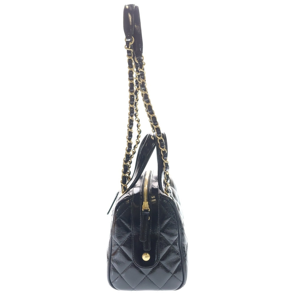 CHANEL(シャネル) 25AW マトラッセ シャイニーパテント 2WAYバッグ チェーンバッグ ショルダーバッグ ミニハンドバッグ ブラック AS5578 ゴールド金具 レディース