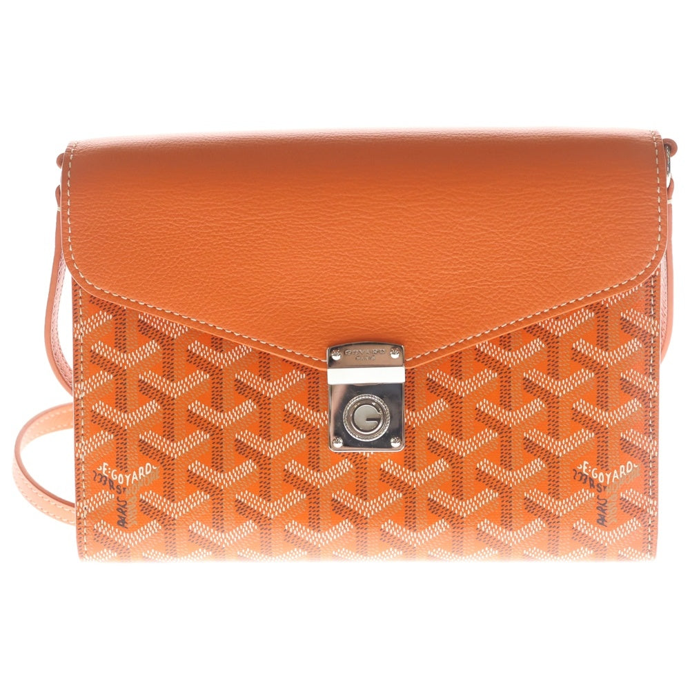 GOYARD(ゴヤール) シープル ポーチPM ショルダーバッグ レザー×PVC オレンジ シルバー金具 レディース