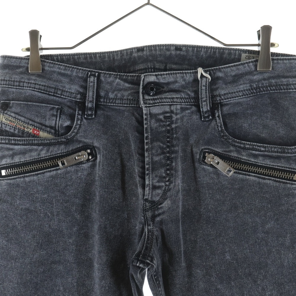 DIESEL INDUSTRY(ディーゼルインダストリー) SLEENKER-ZIP ジップポケット ストレッチ スリムスキニー デニムパンツ ジーンズ グレー